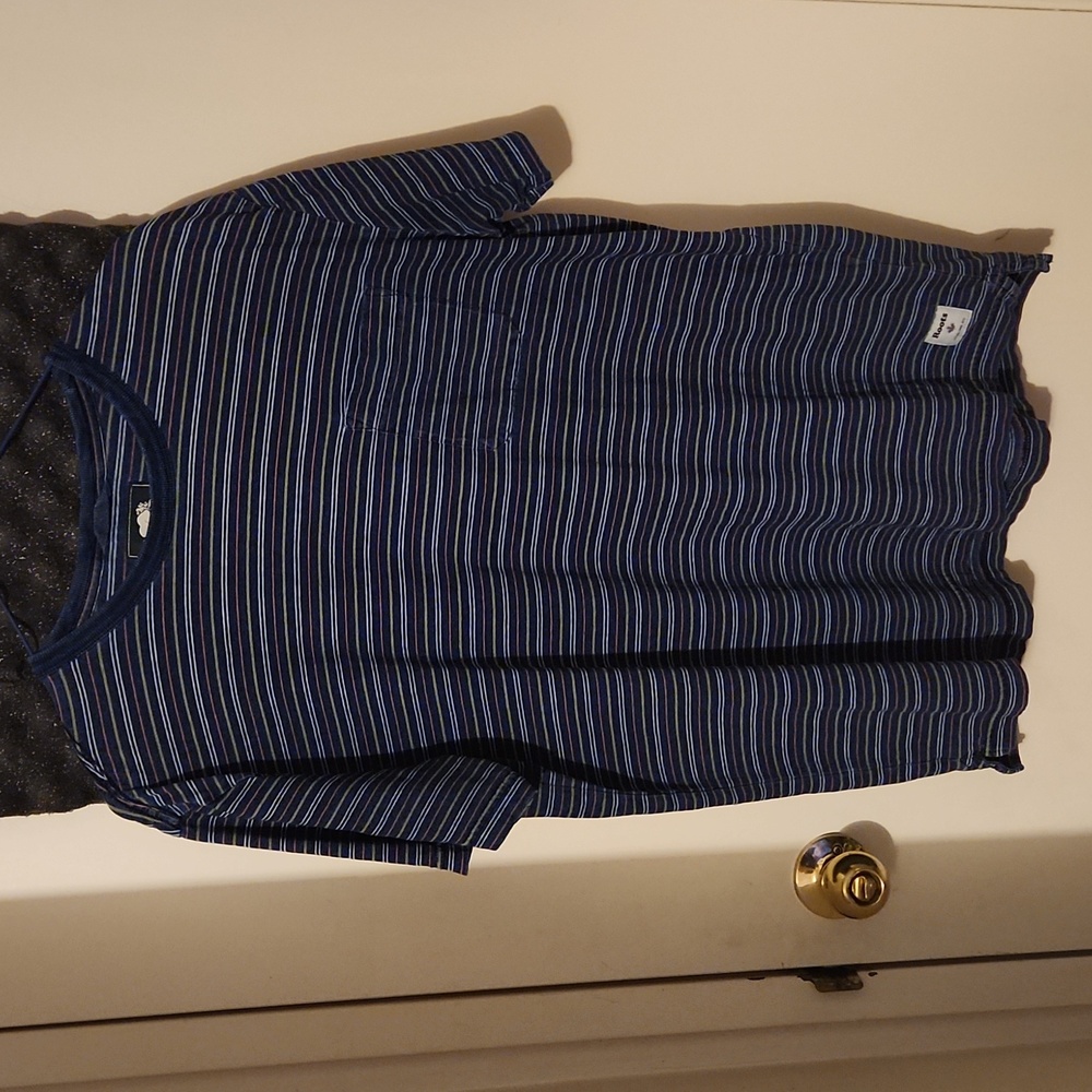 Roots Canada Multi Color Stripe Navy Blue T Shirt